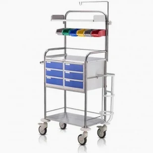 Crash Cart Trolley | Hospital Crash Cart with Drawers Mild Steel