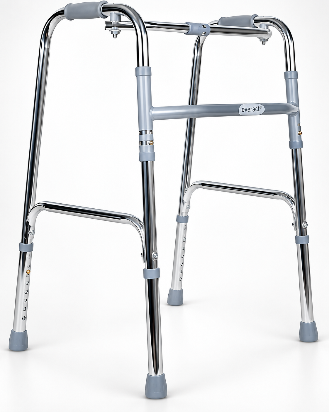 Everactiv Aluminium Height Adjustable Folding Walker for Adults & Seniors | Chrome Finish