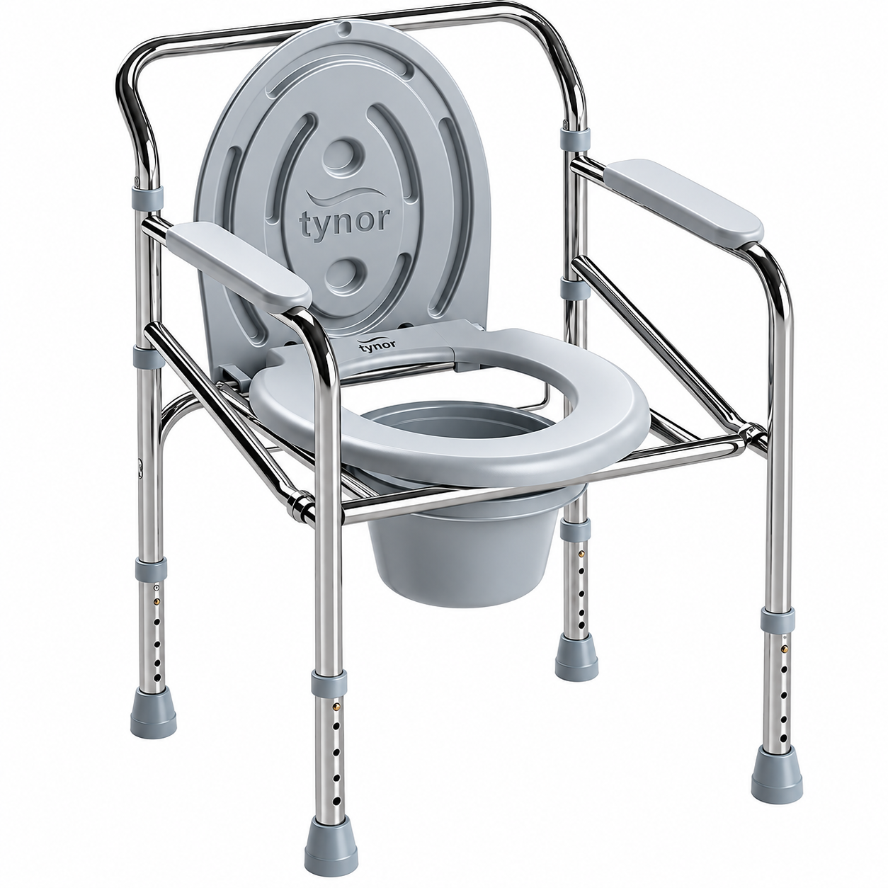 Foldable Commode Chair - Chrome (Tynor)