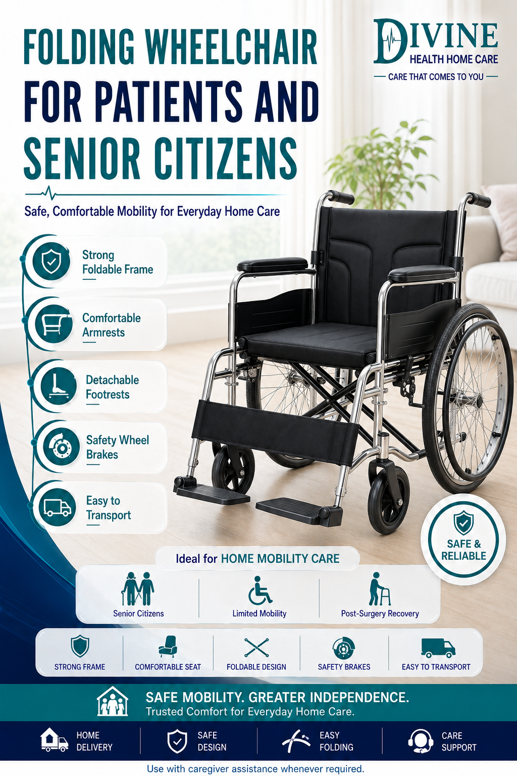 Folding Wheelchair for Patients and Senior Citizens