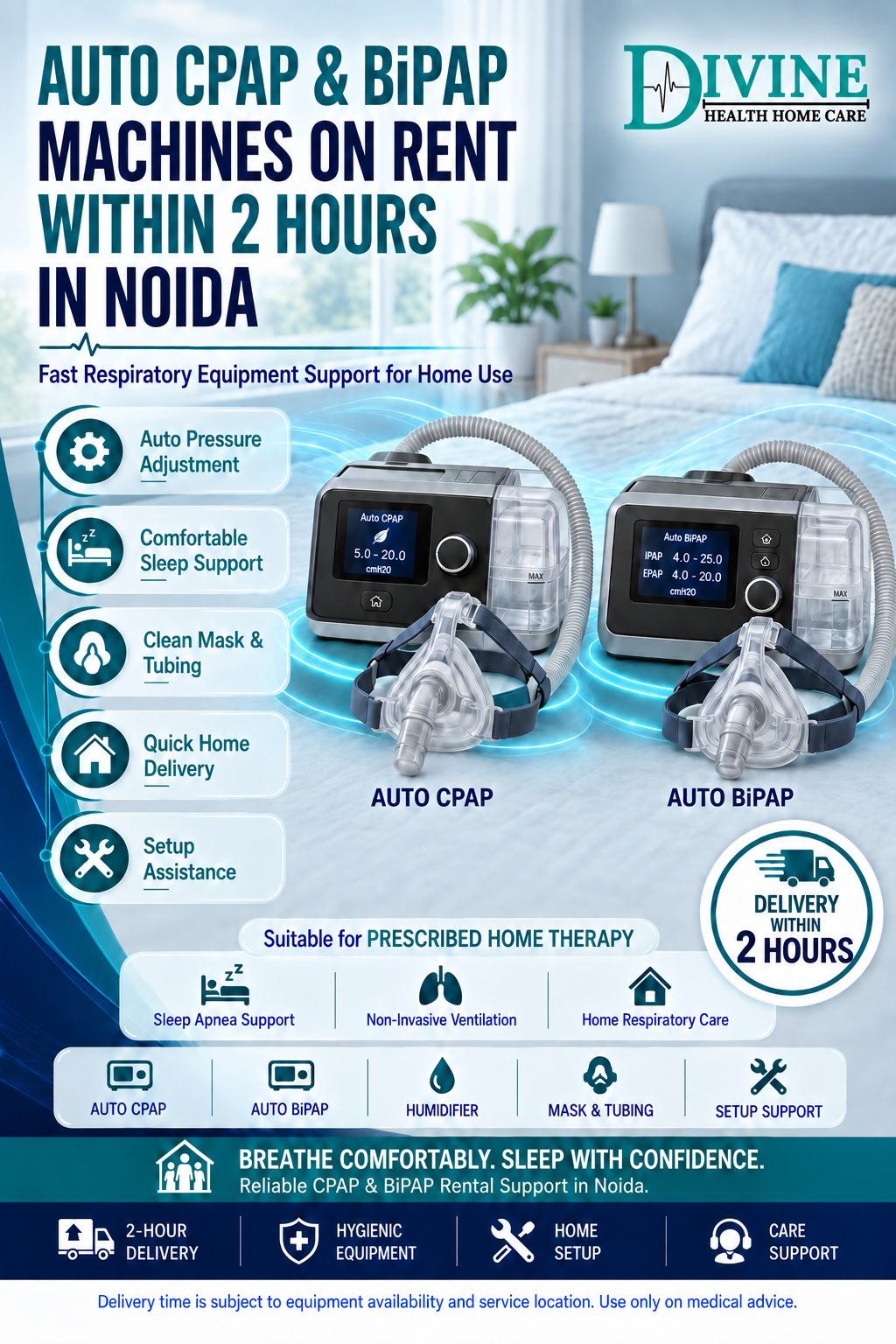 Rent Auto CPAP/BiPAP Machines on Rent within 2 Hours in Noida in Preet Vihar, Delhi NCR | Divine Health Home Care
