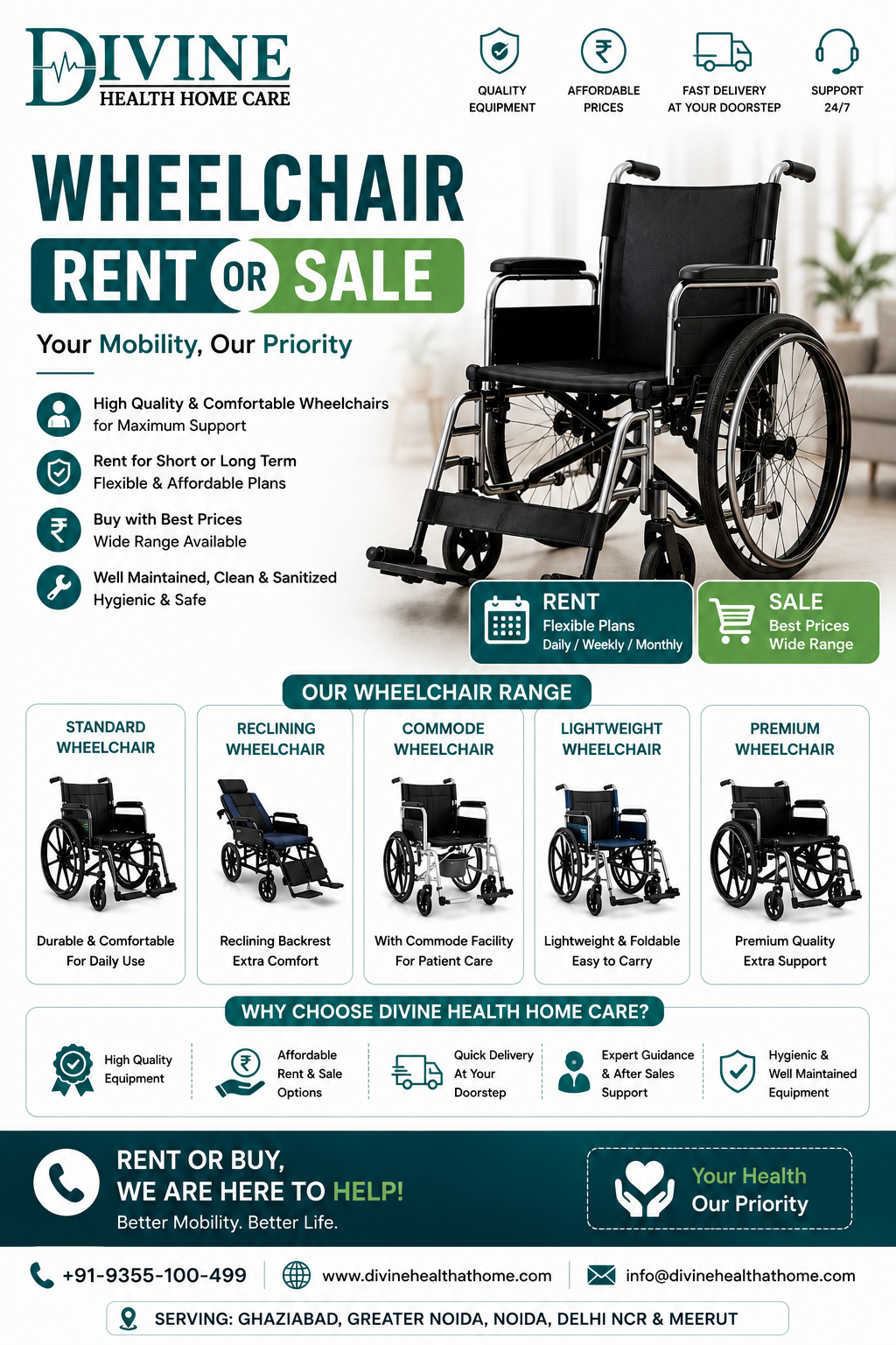 Wheelchair - Rent or Sale on rent in Tech Zone, Greater Noida | Divine Health Home Care